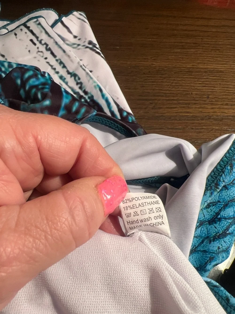 Teal and Black Patterned swim tank - Picture 3 of 4